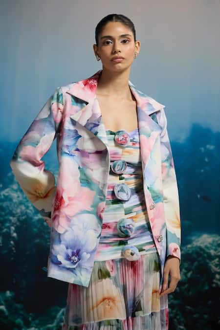 THE IASO  Floral Print Blazer Jacket 