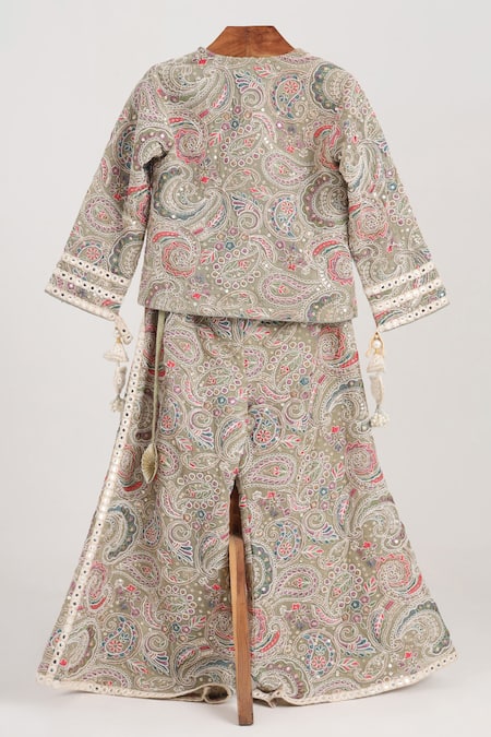 Minime Organics Embroidered Georgette Crop Top & Palazzo Set 