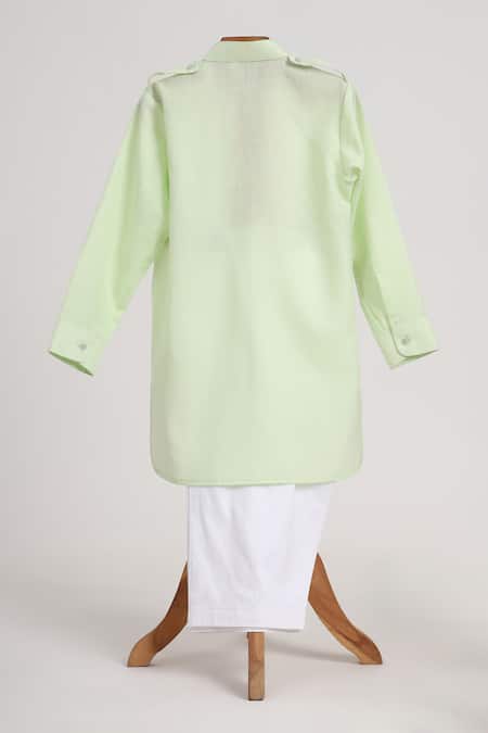 Minime Organics Light Green Cotton Kurta & Salwar Set 