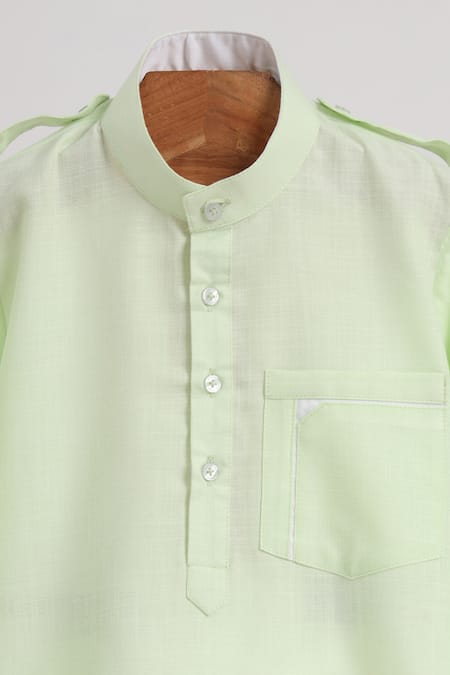 Minime Organics_Green Cotton Light Kurta And Salwar Set _Online_at_Aza_Fashions