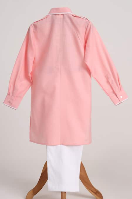 Minime Organics Light Pink Pathani Kurta & Salwar Set 