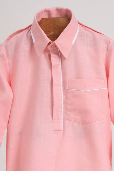 Minime Organics_Pink Cotton Light Pathani Kurta And Salwar Set _Online_at_Aza_Fashions