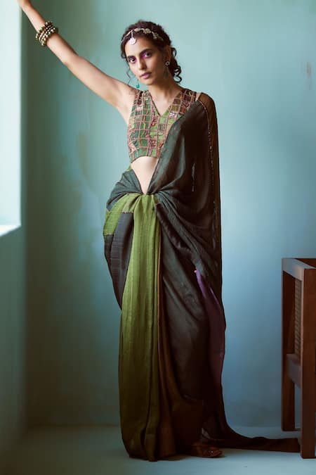 Medha Designer Green Saree & Blouse Set 