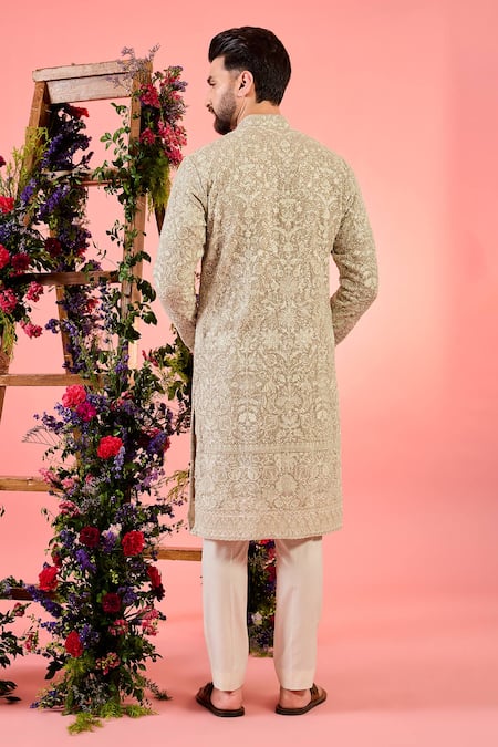 Kasbah Beige Mouse Chikankari Kurta 