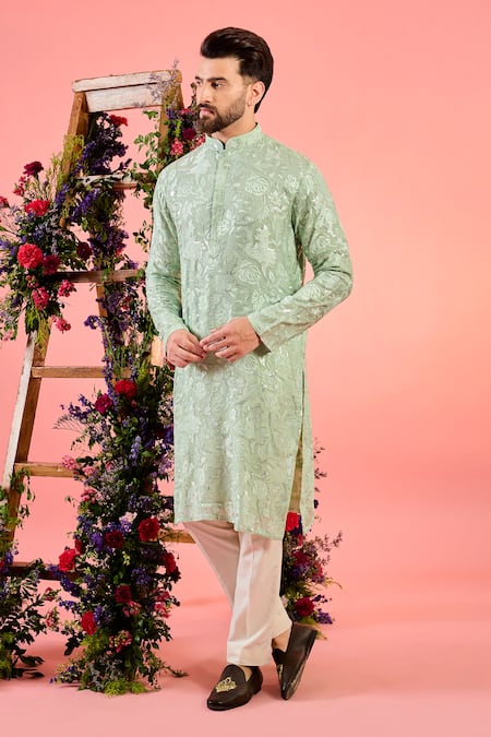 Kasbah Floral Chikankari Sea Green Kurta 
