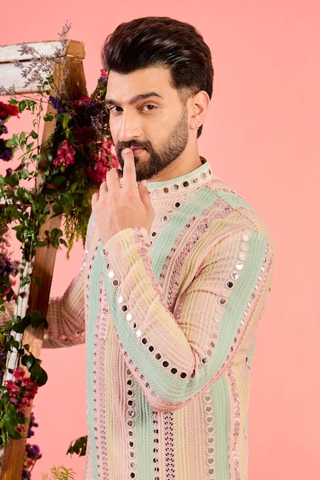 Kasbah_Georgette Mirrors, Embroidery Multi Coloured Work Kurta _Online_at_Aza_Fashions