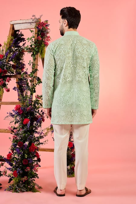 Kasbah Short Embroidered Sea Green Kurta 