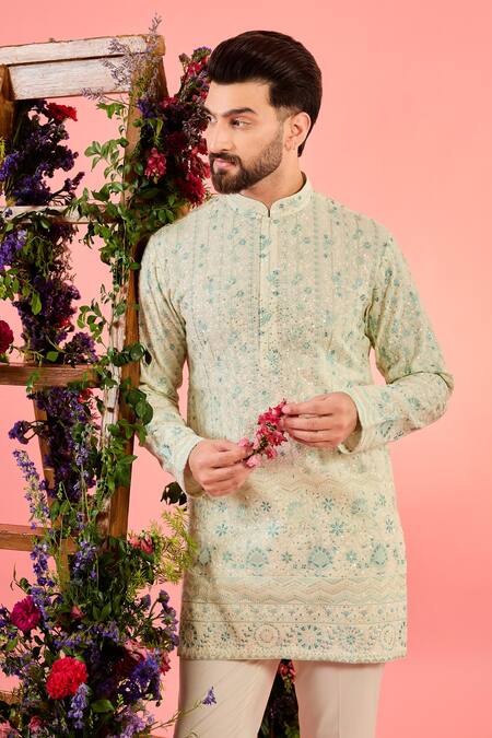 Buy Kasbah Ivory Georgette Embroidery Chikankari Kurta Online at Aza Fashions Buy_Kasbah_Ivory Georgette Embroidery Chikankari Kurta _Online_at_Aza_Fashions