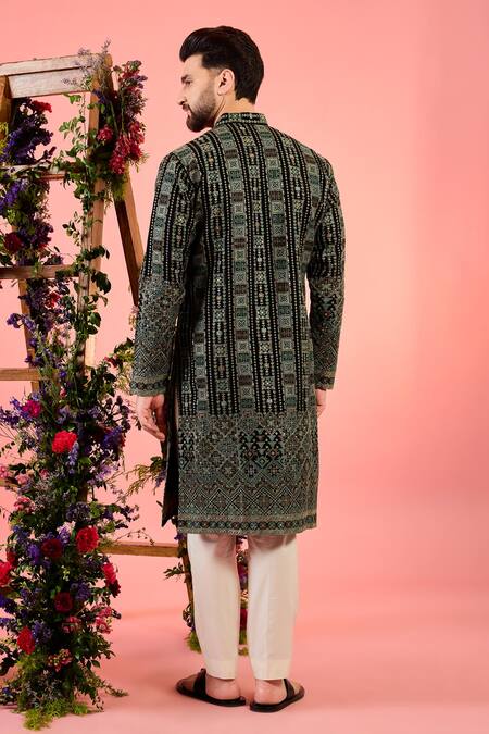 Shop Kasbah Black Georgette Embroidery Chikankari Designer Kurta at Aza Fashions Shop_Kasbah_Black Georgette Embroidery Chikankari Designer Kurta _at_Aza_Fashions