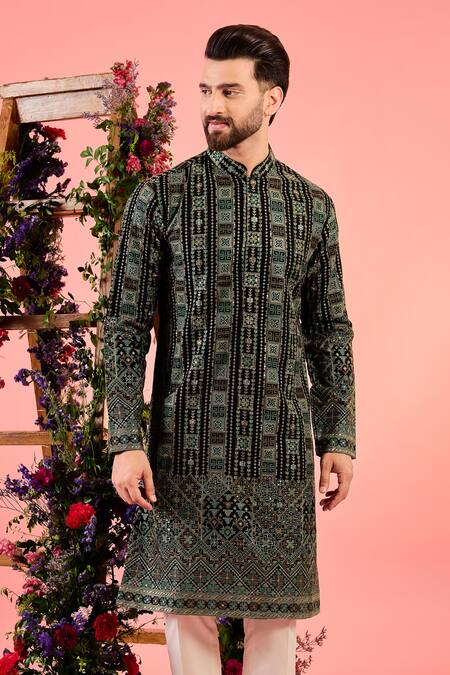 Kasbah Black Georgette Embroidery Chikankari Designer Kurta Online at Aza Fashions Kasbah_Black Georgette Embroidery Chikankari Designer Kurta _Online_at_Aza_Fashions