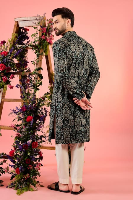 Kasbah Black Chikankari Silk Kurta