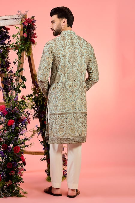 Kasbah Chikankari Blue Kurta