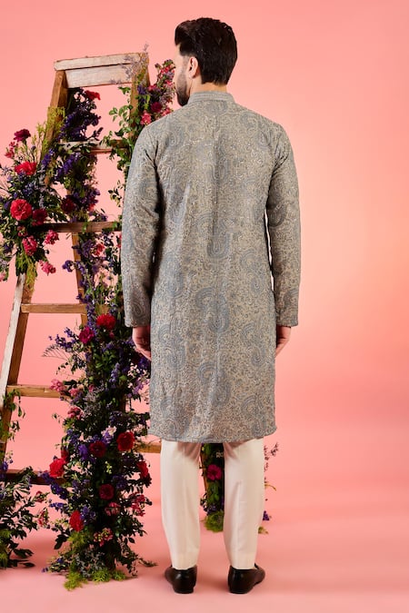 Kasbah Beige Chikankari Kurta with Zari Work 