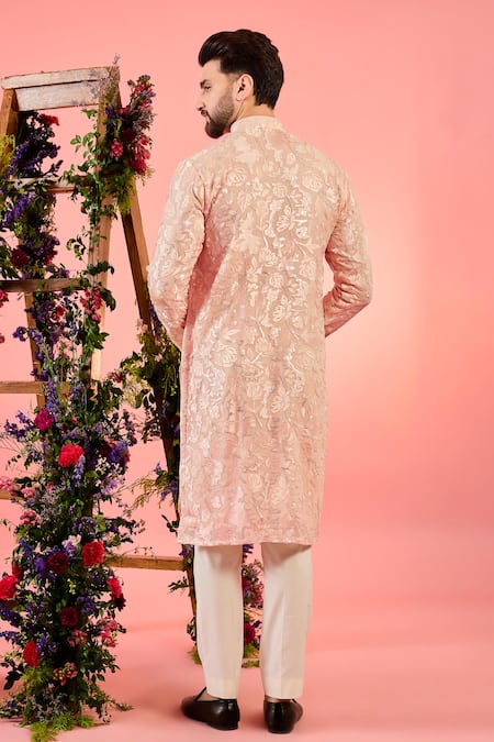Kasbah Peach Chikankari Kurta 