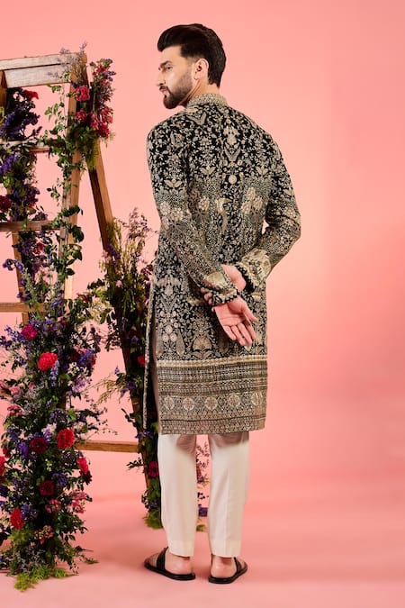 Kasbah Black Sequined Kurta With Embroidery 