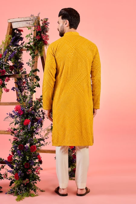 Kasbah Chikankari Mustard Kurta 