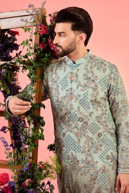 Buy Kasbah Green Georgette Embroidery Chikankari Kurta Online at Aza Fashions Buy_Kasbah_Green Georgette Embroidery Chikankari Kurta _Online_at_Aza_Fashions