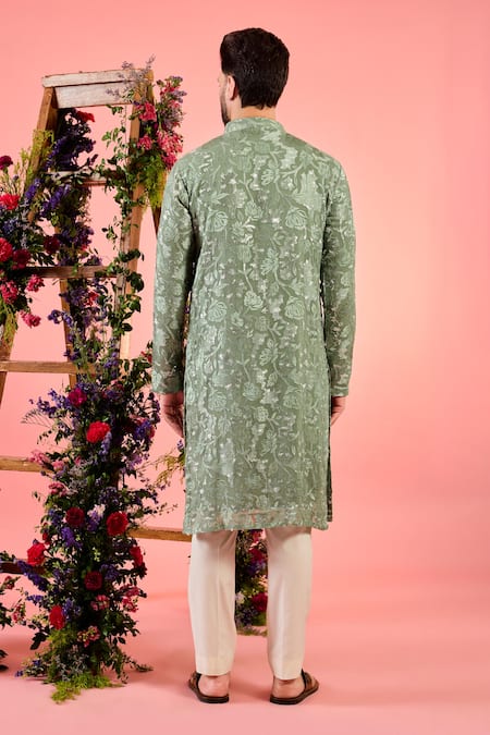 Kasbah Sage Green Chikankari Kurta 