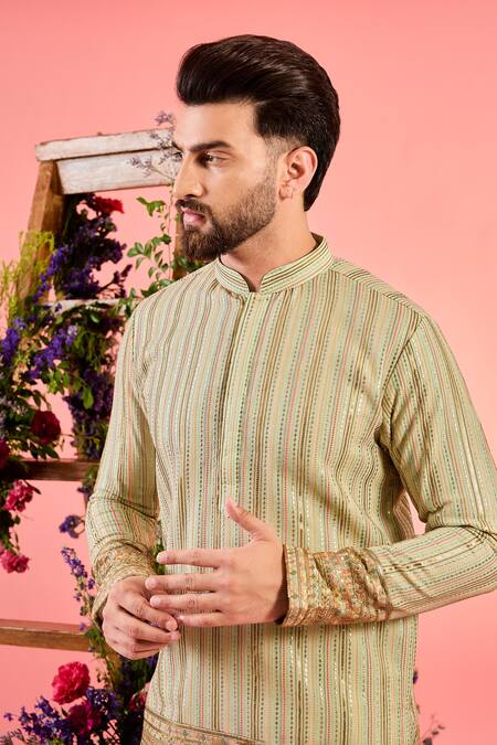 Kasbah Green Georgette Embroidery Designer Kurta Online at Aza Fashions Kasbah_Green Georgette Embroidery Designer Kurta _Online_at_Aza_Fashions