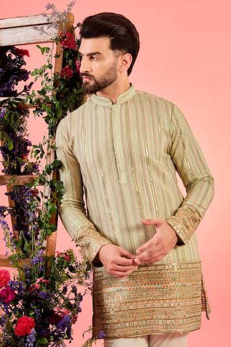 Buy Kasbah Green Georgette Embroidery Designer Kurta Online at Aza Fashions Buy_Kasbah_Green Georgette Embroidery Designer Kurta _Online_at_Aza_Fashions