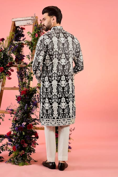 Kasbah Black Floral Chikankari Kurta