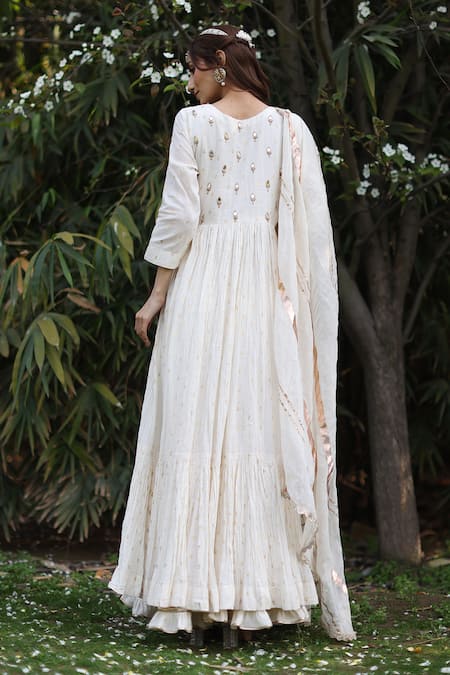 Nazar By Indu Ivory Embroidered Kurta Gharara Set 