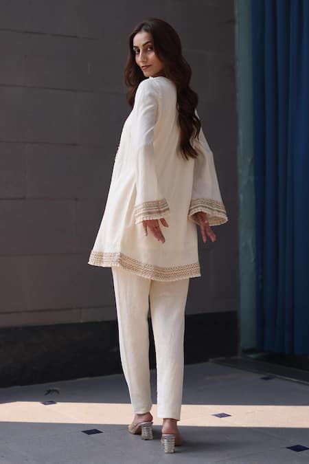 Nazar By Indu Ivory Cotton Georgette Set 