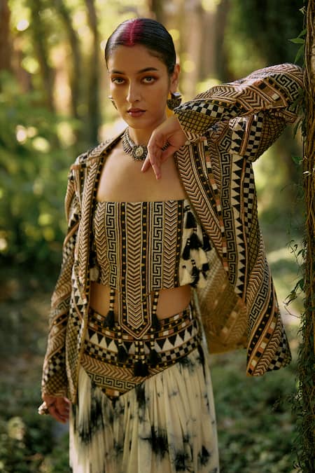 Surily G Black Tie-Dye Net Blazer  