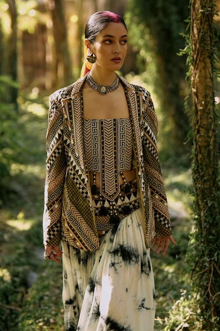 Surily G Black Tie-Dye Net Blazer  