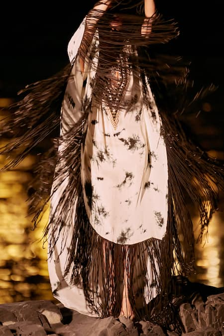 Surily G Black & White Tie-Dye Kaftan 