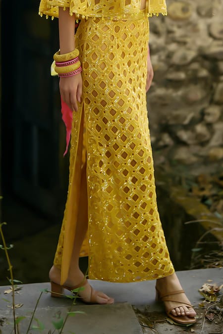 Surily G Yellow Cutwork Skirt 