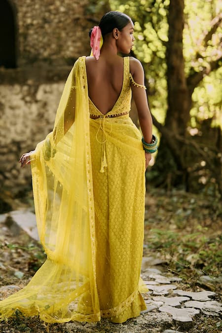Surily G Yellow Cutwork Border Saree 