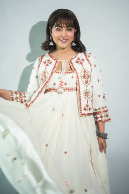 Shop_Surily G_Ivory Crepe Beads Red Embroidered Pant _Online_at_Aza_Fashions