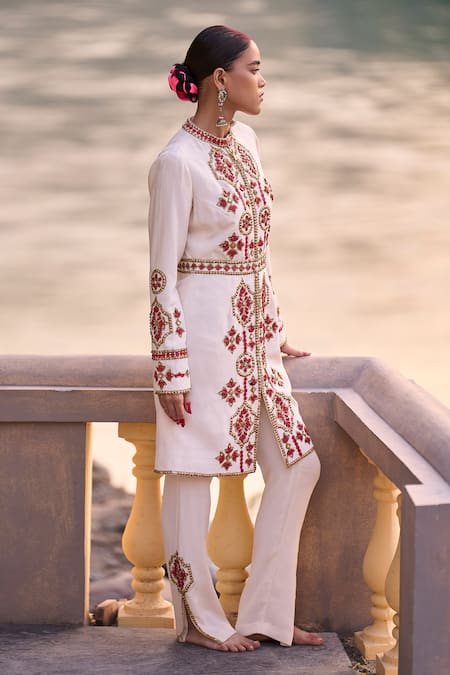 Surily G Ivory Embroidered Pant 