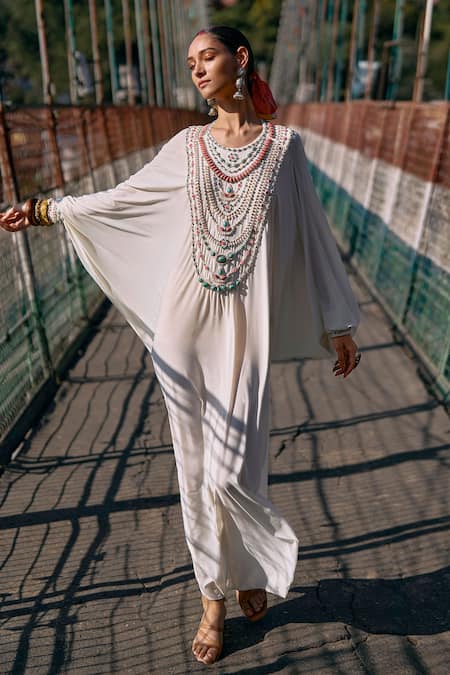 Surily G Ivory Jewelled Kaftan 