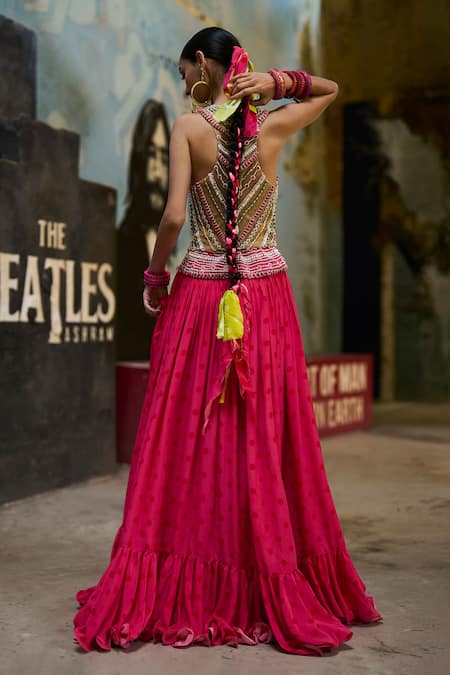 Surily G_Net Beads Jewelled Multicolor Embroidery Blouse _Online_at_Aza_Fashions