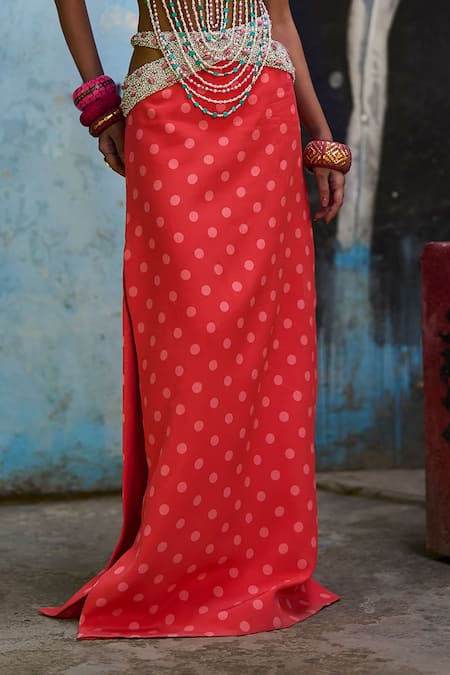 Surily G Coral Polka Dot Skirt  