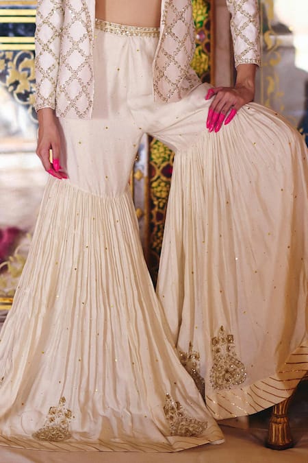Surily G Ivory Zardosi Embroidered Sharara 