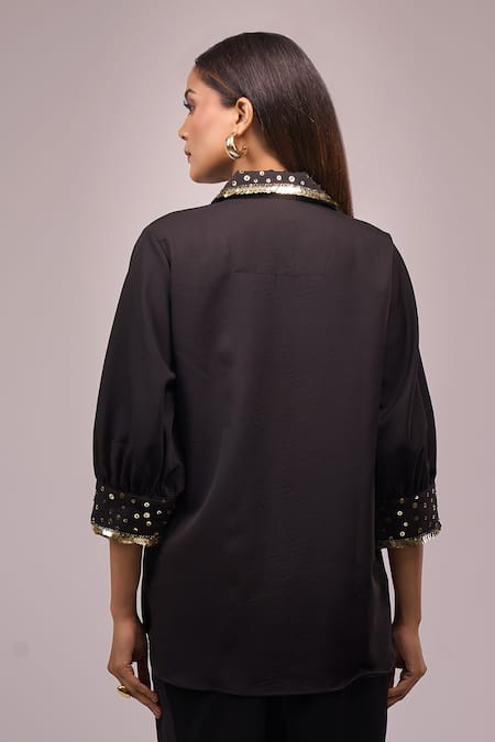 Samyukta Singhania Black Sequin Detail Shirt & Pant Set 