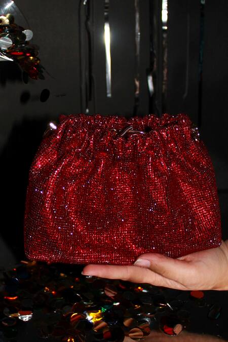 Shop_Be Chic_Red Chic Crystal Potli Bag_Online_at_Aza_Fashions