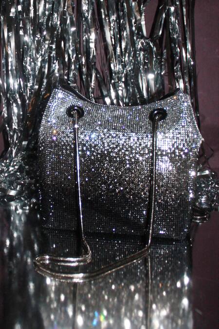 Be Chic_Black Rhinestones Designer Glittering Potli Bag _Online_at_Aza_Fashions