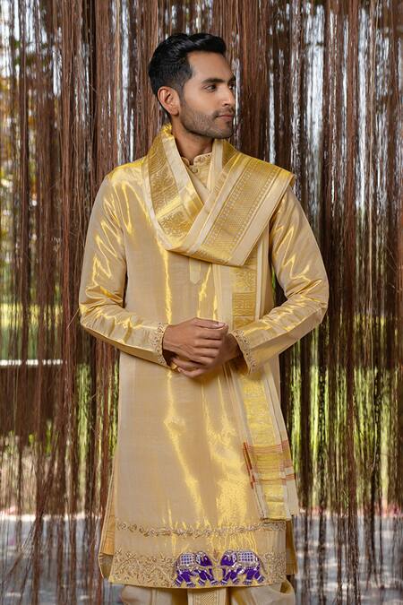 Buy Hilo Design Gold Embroidery Tissue Kanjivaram Set Online at Aza Fashions Buy_Hilo Design_Gold Embroidery Tissue Kanjivaram Set _Online_at_Aza_Fashions