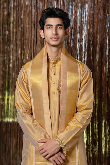 Buy_Hilo Design_Gold Embroidery Kanjivaram Pattu Set _Online_at_Aza_Fashions