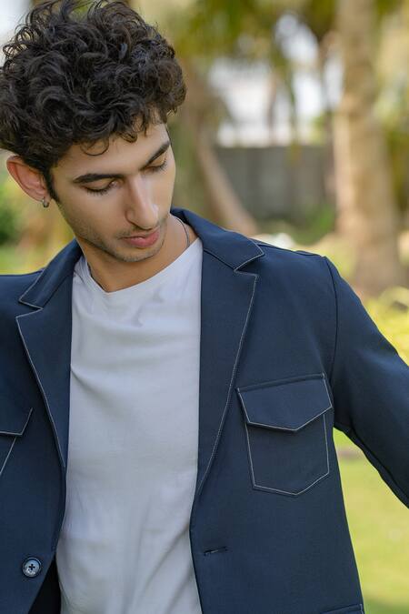 Hilo Design Blue Dual-tone Smart Utility Co-ord Set Online at Aza Fashions Hilo Design_Blue Dual-tone Smart Utility Co-ord Set _Online_at_Aza_Fashions