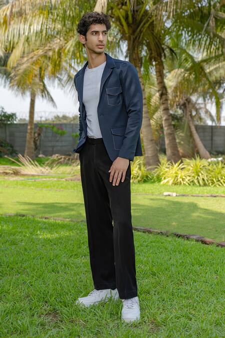 Shop Hilo Design Blue Dual-tone Smart Utility Co-ord Set Online at Aza Fashions Shop_Hilo Design_Blue Dual-tone Smart Utility Co-ord Set _Online_at_Aza_Fashions