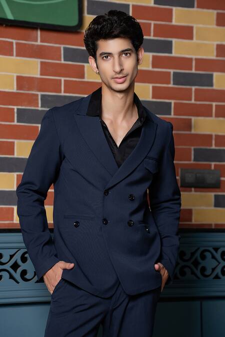 Hilo Design Blue Midnight Black Tailored Co-ord Set Online at Aza Fashions Hilo Design_Blue Midnight Black Tailored Co-ord Set _Online_at_Aza_Fashions