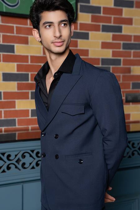 Shop Hilo Design Blue Midnight Black Tailored Co-ord Set Online at Aza Fashions Shop_Hilo Design_Blue Midnight Black Tailored Co-ord Set _Online_at_Aza_Fashions