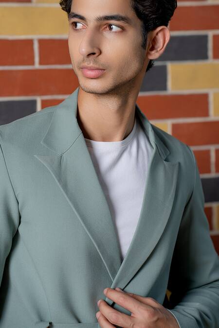 Shop Hilo Design Gray Soft Asymmetric Blazer Set Online at Aza Fashions Shop_Hilo Design_Gray Soft Asymmetric Blazer Set _Online_at_Aza_Fashions