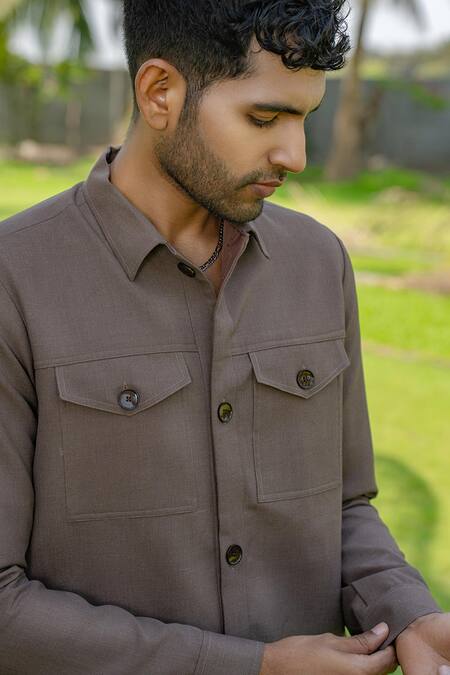 Hilo Design_Brown Azure Shacket _Online_at_Aza_Fashions