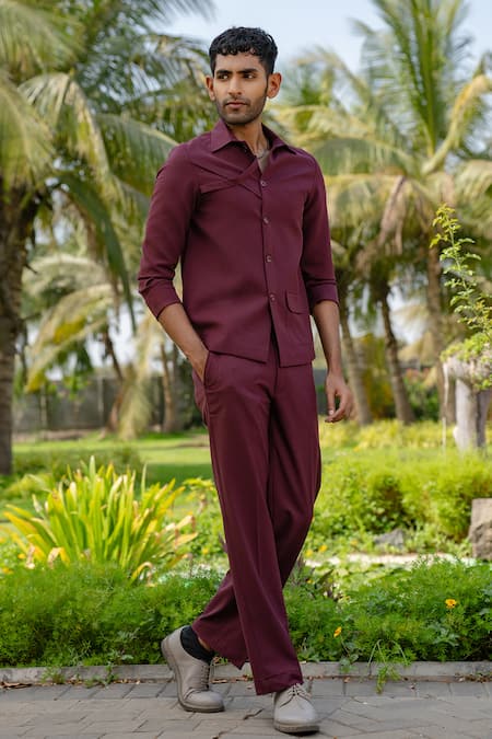 Hilo Design Burgundy Mono Merge Shacket 